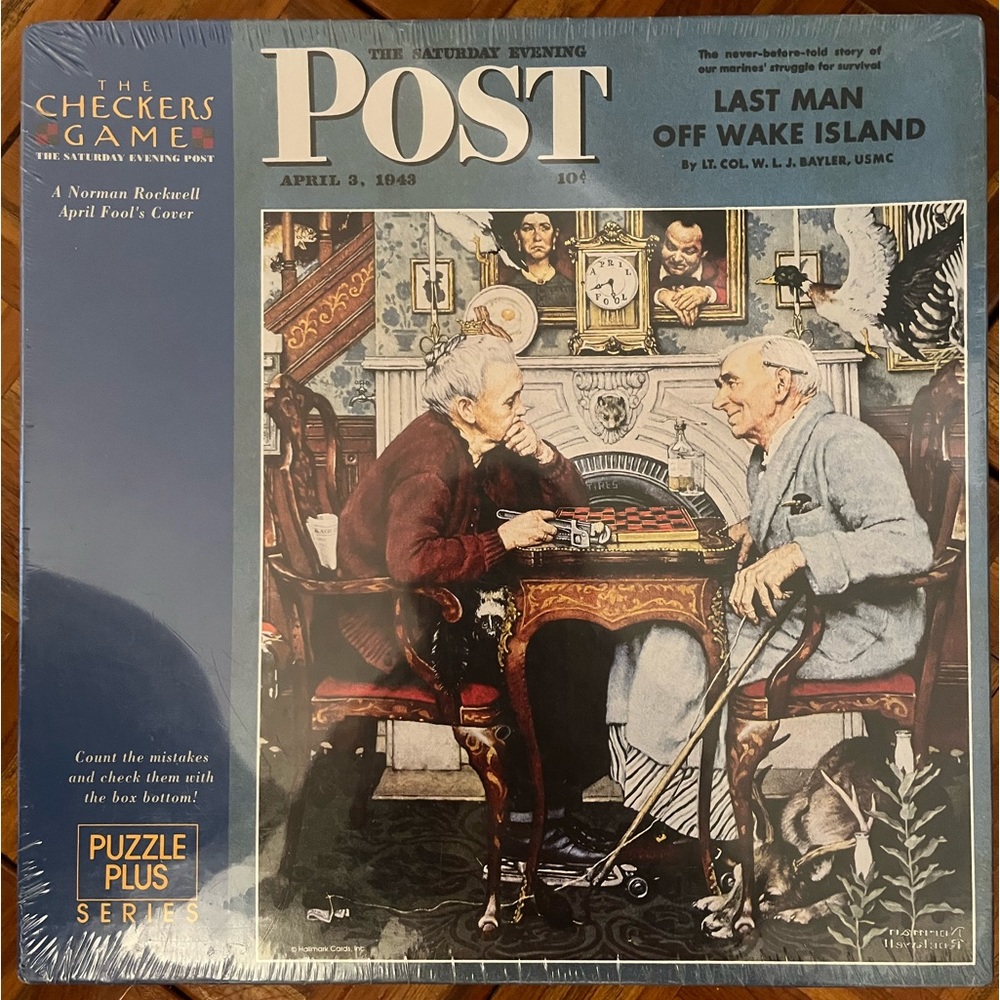 NWT NORMAN ROCKWELL “THE CHECKERS GAME - APRIL FOOL’S COVER” 500 PIECE PUZZLE